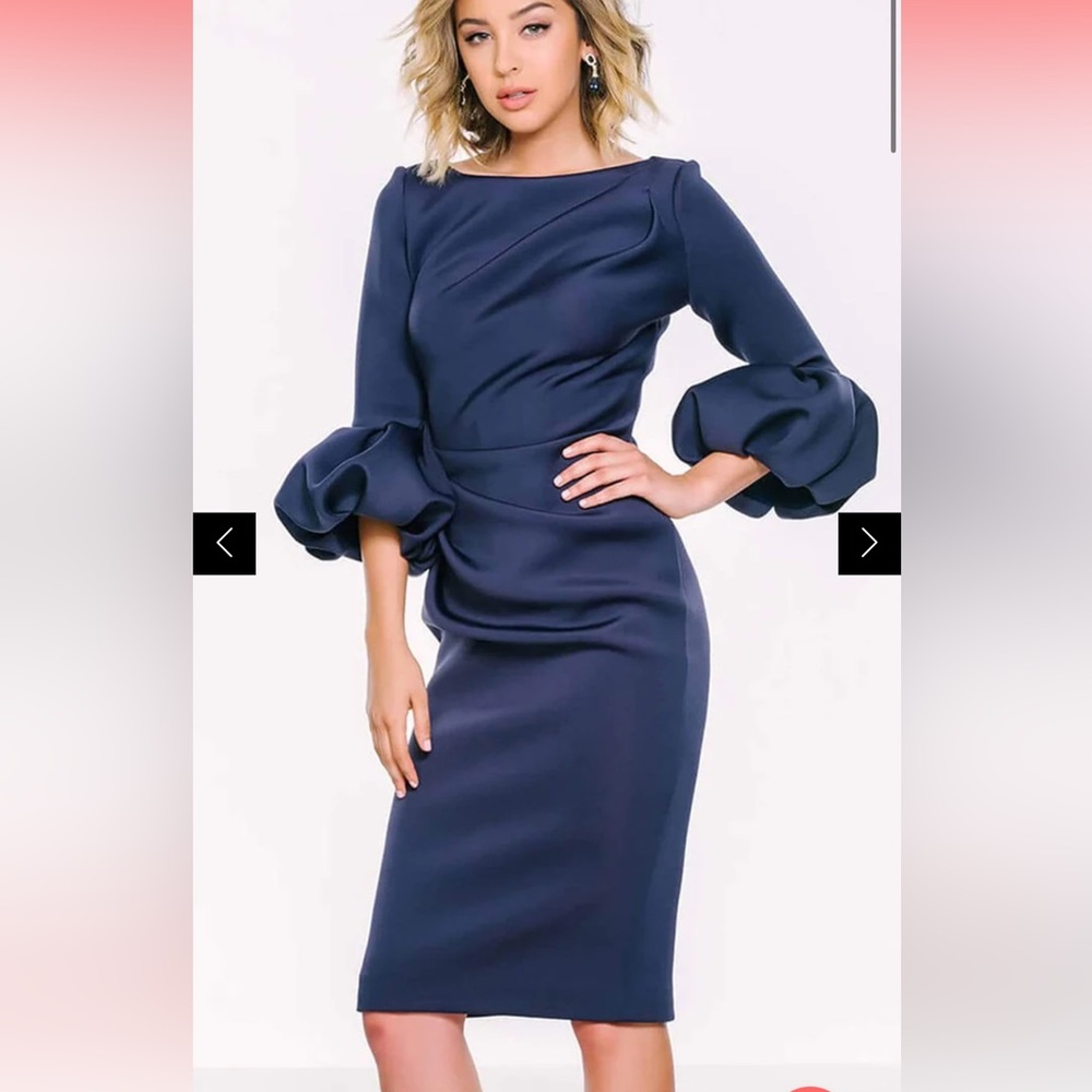 Jovani - 39738 Quarter Length Puff Detailed Dress